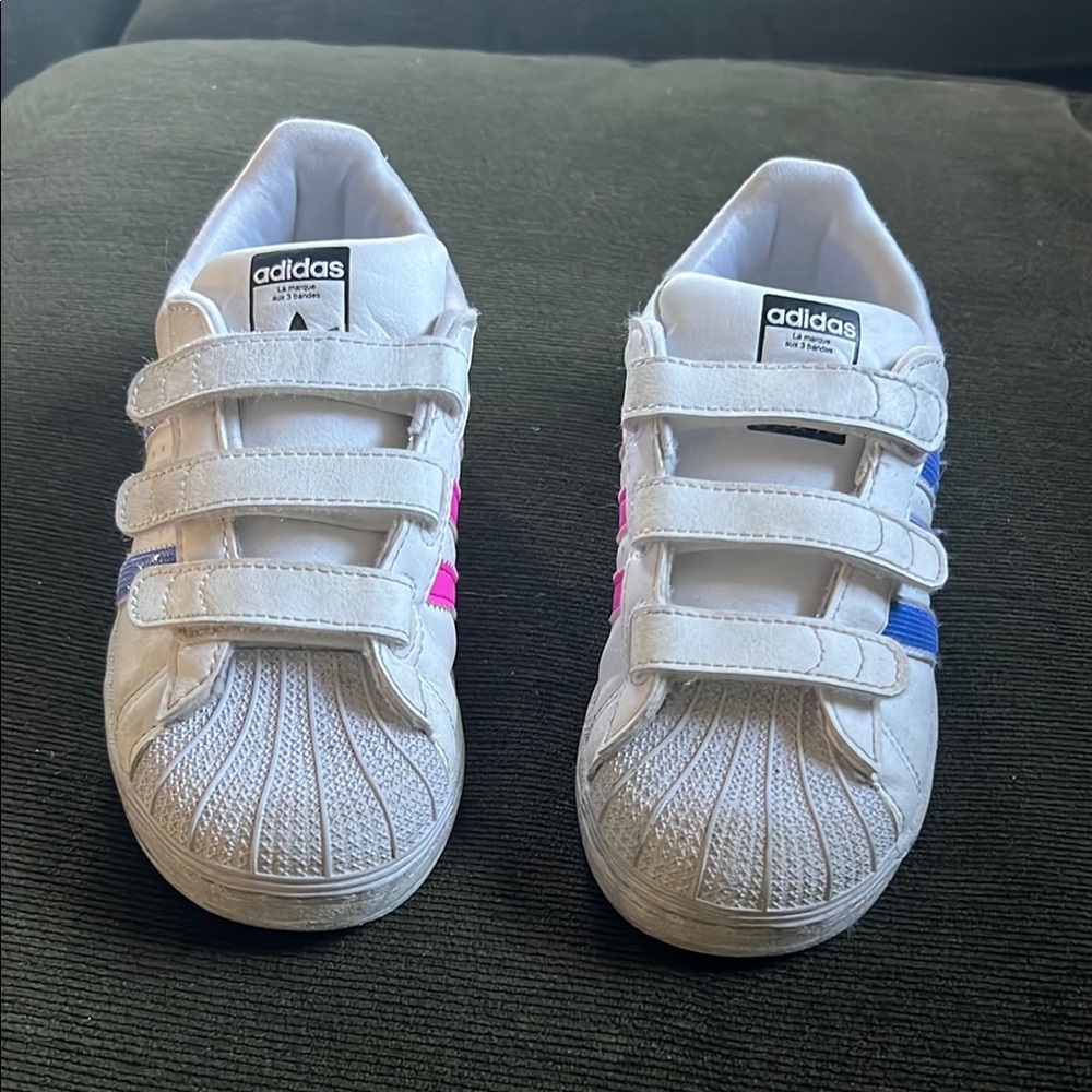 Adidas White and Pink Sneakers with Iconic Shell Toe